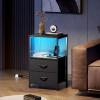 imageWLIVE Nightstand with Charging Station LED Night Stand with 2 Fabric Drawers and Open Shelf Small Dresser for Small Spaces Side End Tables for Bedroom Rustic Brown and BlackBlack