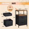 imageWLIVE Nightstand with Charging Station Side Table with 2 Fabric Drawers End Tables for Bedroom Small Dresser USB Ports and Outlets Charcoal BlackBlack and Rustic Brown