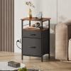 imageWLIVE Nightstand with Charging Station Side Table with 2 Fabric Drawers End Tables for Bedroom Small Dresser USB Ports and Outlets Charcoal BlackBlack and Rustic Brown