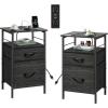 imageWLIVE Nightstand with Charging Station Side Table with 2 Fabric Drawers End Tables for Bedroom Small Dresser USB Ports and Outlets Charcoal BlackCharcoal Black