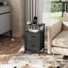 imageWLIVE Nightstand with Charging Station Side Table with 2 Fabric Drawers End Tables for Bedroom Small Dresser USB Ports and Outlets Charcoal BlackCharcoal Black