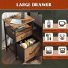 imageWLIVE Nightstand with Charging Station Side Table with 2 Fabric Drawers End Tables for Bedroom Small Dresser USB Ports and Outlets Charcoal BlackRustic Brown