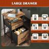 imageWLIVE Nightstand with Charging Station Side Table with 2 Fabric Drawers End Tables for Bedroom Small Dresser USB Ports and Outlets Charcoal BlackRustic Brown