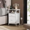 imageWLIVE Nightstand with Charging Station Side Table with 2 Fabric Drawers End Tables for Bedroom Small Dresser USB Ports and Outlets Charcoal BlackWhite