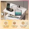 imageWLIVE Nightstand with Charging Station Side Table with 2 Fabric Drawers End Tables for Bedroom Small Dresser USB Ports and Outlets Charcoal BlackWhite
