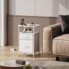 imageWLIVE Nightstand with Charging Station Side Table with 2 Fabric Drawers End Tables for Bedroom Small Dresser USB Ports and Outlets Charcoal BlackWhite