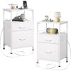 imageWLIVE Nightstand with Charging Station Side Table with 2 Fabric Drawers End Tables for Bedroom Small Dresser USB Ports and Outlets Charcoal BlackWhite