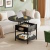 imageWLIVE Round Lift Top Coffee Table with Storage Shelf and Hidden Compartment Farmhouse Small Coffee Table with 2 Tier for Living Room and Home Office Rustic BrownBlack