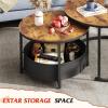 imageWLIVE Round Lift Top Coffee Table with Storage Shelf and Hidden Compartment Farmhouse Small Coffee Table with 2 Tier for Living Room and Home Office Rustic BrownRustic Brown