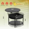 imageWLIVE Round Lift Top Coffee Table with Storage Shelf and Hidden Compartment Farmhouse Small Coffee Table with 2 Tier for Living Room and Home Office Rustic BrownBlack