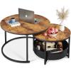 imageWLIVE Round Lift Top Coffee Table with Storage Shelf and Hidden Compartment Farmhouse Small Coffee Table with 2 Tier for Living Room and Home Office Rustic BrownRustic Brown