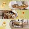 imageWLIVE Round Lift Top Coffee Table with Storage Shelf and Hidden Compartment Farmhouse Small Coffee Table with 2 Tier for Living Room and Home Office Rustic BrownRustic Brown