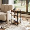 imageWLIVE Side Table with Charging Station and USB Ports Small End Tables for Small Spaces 3Tier Nightstand with Adjustable Shelf Bedside Tables Living Room Bedroom GreigeRustic Brown