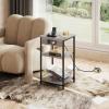 imageWLIVE Side Table with Charging Station and USB Ports Small End Tables for Small Spaces 3Tier Nightstand with Adjustable Shelf Bedside Tables Living Room Bedroom GreigeGrey