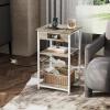 imageWLIVE Side Table with Charging Station and USB Ports Small End Tables for Small Spaces 3Tier Nightstand with Adjustable Shelf Bedside Tables Living Room Bedroom GreigeGreige
