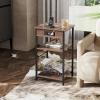 imageWLIVE Side Table with Charging Station and USB Ports Small End Tables for Small Spaces 3Tier Nightstand with Adjustable Shelf Bedside Tables Living Room Bedroom GreigeBrown