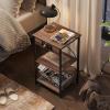 imageWLIVE Side Table with Charging Station and USB Ports Small End Tables for Small Spaces 3Tier Nightstand with Adjustable Shelf Bedside Tables Living Room Bedroom GreigeBrown