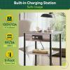 imageWLIVE Side Table with Charging Station and USB Ports Small End Tables for Small Spaces 3Tier Nightstand with Adjustable Shelf Bedside Tables Living Room Bedroom GreigeGrey