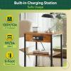 imageWLIVE Side Table with Charging Station and USB Ports Small End Tables for Small Spaces 3Tier Nightstand with Adjustable Shelf Bedside Tables Living Room Bedroom GreigeRustic Brown