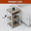 imageWLIVE Side Table with Charging Station and USB Ports Small End Tables for Small Spaces 3Tier Nightstand with Adjustable Shelf Bedside Tables Living Room Bedroom GreigeGreige