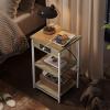 imageWLIVE Side Table with Charging Station and USB Ports Small End Tables for Small Spaces 3Tier Nightstand with Adjustable Shelf Bedside Tables Living Room Bedroom GreigeGreige