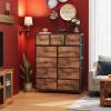 imageWLIVE Storage Organizer Unit with 11 Fabric Bins Storage Drawers Organizer with Steel Frame Tall Storage Tower Organizaton for Living Room Hallway Office Light GreyRustic Brown Wood Grain Print