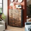 imageWLIVE Storage Organizer Unit with 11 Fabric Bins Storage Drawers Organizer with Steel Frame Tall Storage Tower Organizaton for Living Room Hallway Office Light GreyRustic Brown Wood Grain Print