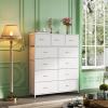imageWLIVE Storage Organizer Unit with 11 Fabric Bins Storage Drawers Organizer with Steel Frame Tall Storage Tower Organizaton for Living Room Hallway Office Light GreyWhite