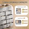 imageWLIVE Storage Organizer Unit with 11 Fabric Bins Storage Drawers Organizer with Steel Frame Tall Storage Tower Organizaton for Living Room Hallway Office Rustic BrownLight Grey