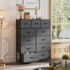 imageWLIVE Storage Organizer Unit with 11 Fabric Bins Storage Drawers Organizer with Steel Frame Tall Storage Tower Organizaton for Living Room Hallway Office Light GreyAdark Grey