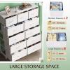 imageWLIVE Storage Organizer Unit with 11 Fabric Bins Storage Drawers Organizer with Steel Frame Tall Storage Tower Organizaton for Living Room Hallway Office Light GreyWhite