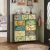 imageWLIVE Storage Organizer Unit with 11 Fabric Bins Storage Drawers Organizer with Steel Frame Tall Storage Tower Organizaton for Living Room Hallway Office Light GreyFloral Painted
