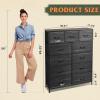 imageWLIVE Storage Organizer Unit with 11 Fabric Bins Storage Drawers Organizer with Steel Frame Tall Storage Tower Organizaton for Living Room Hallway Office Light GreyCharcoal Black Wood Grain Print