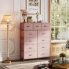 imageWLIVE Storage Organizer Unit with 11 Fabric Bins Storage Drawers Organizer with Steel Frame Tall Storage Tower Organizaton for Living Room Hallway Office Light GreyPink