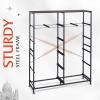 imageWLIVE Storage Organizer Unit with 12 Fabric Bins Storage Drawers Organizer with Steel Frame Tall Storage Tower Organizaton for Living Room Hallway Office Charcoal Black Wood Grain PrintDark Grey