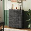 imageWLIVE Storage Organizer Unit with 12 Fabric Bins Storage Drawers Organizer with Steel Frame Tall Storage Tower Organizaton for Living Room Hallway Office Charcoal Black Wood Grain PrintCharcoal Black Wood Grain Print