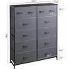 imageWLIVE Storage Organizer Unit with 12 Fabric Bins Storage Drawers Organizer with Steel Frame Tall Storage Tower Organizaton for Living Room Hallway Office Charcoal Black Wood Grain PrintDark Grey