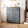 imageWLIVE Storage Organizer Unit with 12 Fabric Bins Storage Drawers Organizer with Steel Frame Tall Storage Tower Organizaton for Living Room Hallway Office Charcoal Black Wood Grain PrintDark Grey