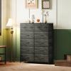 imageWLIVE Storage Organizer Unit with 12 Fabric Bins Storage Drawers Organizer with Steel Frame Tall Storage Tower Organizaton for Living Room Hallway Office Charcoal Black Wood Grain PrintCharcoal Black Wood Grain Print
