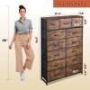 imageWLIVE Storage Organizer Unit with 13 Fabric Bins Storage Drawers Organizer with Steel Frame Tall Storage Tower Organizaton for Living Room Hallway Office Charcoal BlackRustic Brown Wood Grain Print