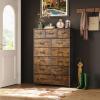 imageWLIVE Storage Organizer Unit with 13 Fabric Bins Storage Drawers Organizer with Steel Frame Tall Storage Tower Organizaton for Living Room Hallway Office Charcoal BlackRustic Brown Wood Grain Print