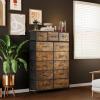imageWLIVE Storage Organizer Unit with 13 Fabric Bins Storage Drawers Organizer with Steel Frame Tall Storage Tower Organizaton for Living Room Hallway Office Charcoal BlackRustic Brown Wood Grain Print