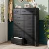 imageWLIVE Storage Organizer Unit with 13 Fabric Bins Storage Drawers Organizer with Steel Frame Tall Storage Tower Organizaton for Living Room Hallway Office Charcoal BlackCharcoal Black Wood Grain Print