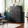 imageWLIVE Storage Organizer Unit with 13 Fabric Bins Storage Drawers Organizer with Steel Frame Tall Storage Tower Organizaton for Living Room Hallway Office Charcoal BlackCharcoal Black Wood Grain Print