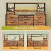 imageWLIVE Storage Organizer Unit with 15 Fabric Drawer ampamp 5 Open Shelves Tall Black Storage Drawers Organizer with Charging Station Storage Tower Organizaton for Living Room Hallway OfficeRustic Brown Wood Grain Print