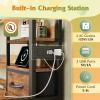 imageWLIVE Storage Organizer Unit with 15 Fabric Drawer ampamp 5 Open Shelves Tall Black Storage Drawers Organizer with Charging Station Storage Tower Organizaton for Living Room Hallway OfficeRustic Brown Wood Grain Print