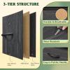 imageWLIVE Storage Organizer Unit with 15 Fabric Drawer ampamp 5 Open Shelves Tall Black Storage Drawers Organizer with Charging Station Storage Tower Organizaton for Living Room Hallway OfficeCharcoal Black Wood Grain Print