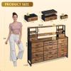 imageWLIVE Storage Organizer Unit with 15 Fabric Drawer ampamp 5 Open Shelves Tall Black Storage Drawers Organizer with Charging Station Storage Tower Organizaton for Living Room Hallway OfficeRustic Brown Wood Grain Print