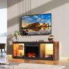 imageWLIVE TV Stand for 43 Inch TV Modern Entertainment Center with LED Lights ampamp Adjustable Glass Shelves Sturdy Media Console for Living Room BedroomGaming BlackRustic Brown