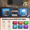 imageWLIVE TV Stand for 43 Inch TV Modern Entertainment Center with LED Lights ampamp Adjustable Glass Shelves Sturdy Media Console for Living Room BedroomGaming BlackBlack